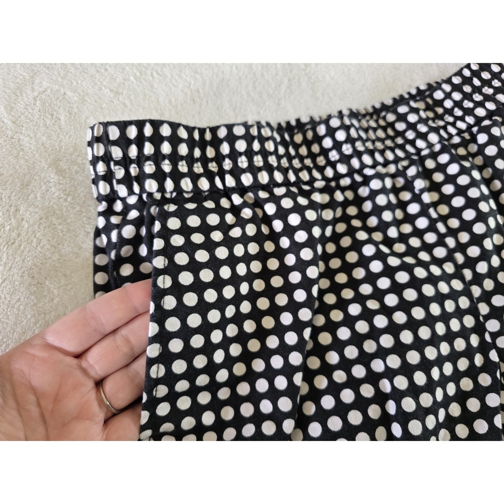 J Crew Womens Black White Polka Dots Shorts Size 2 Linen Blend Elastic Pull On - Picture 3 of 6